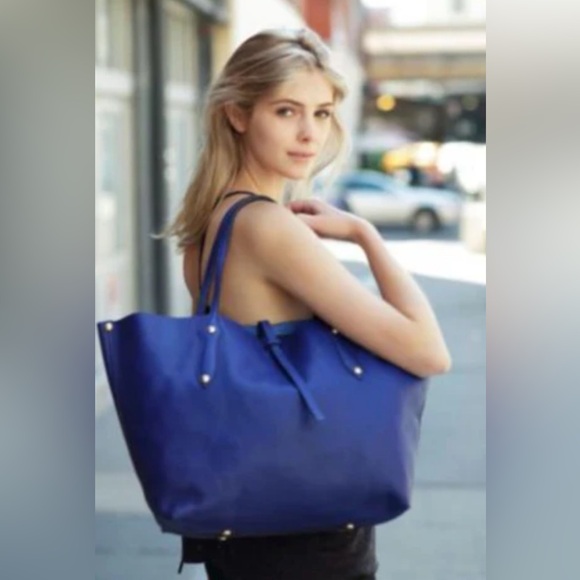 Annabel Ingall Handbags - Large Annabel Ingall Blue Leather Tote Shoulder Bag Handbag